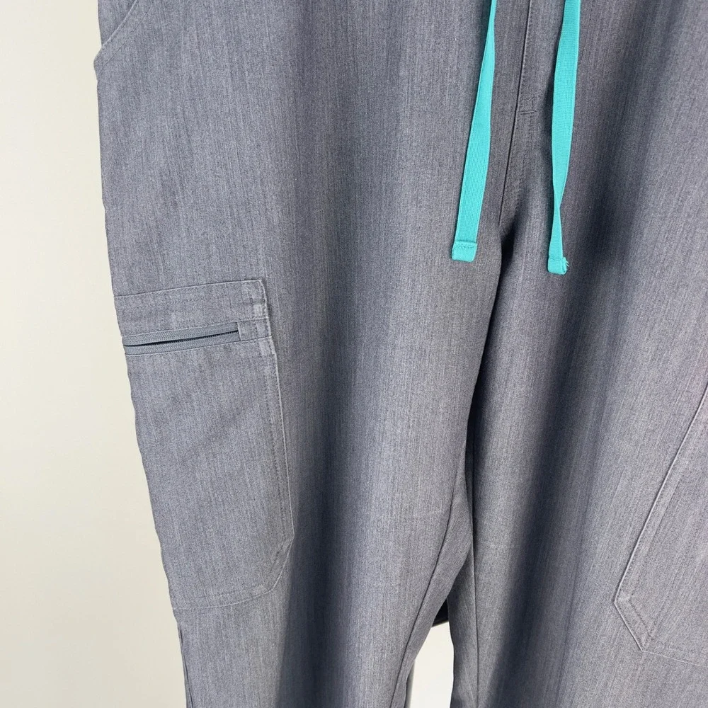 FIGS Technical Collection Scrub Pants Mens L Heather Charcoal Gray Teal